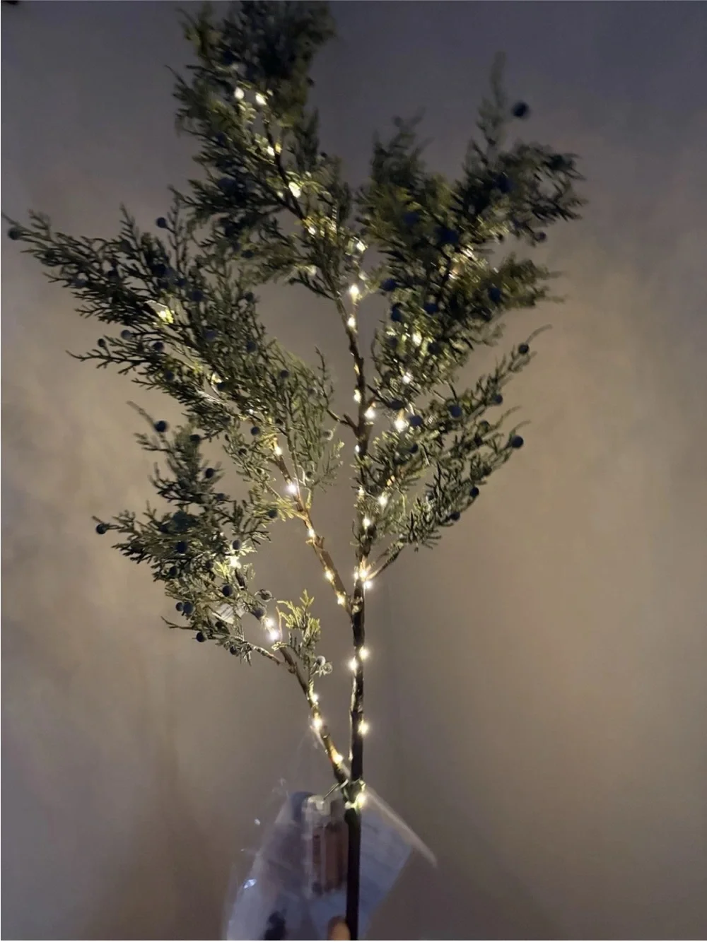 Pottery Barn 4ft Lighted Branch Faux Tree Berry LED Rustic Decor NWT